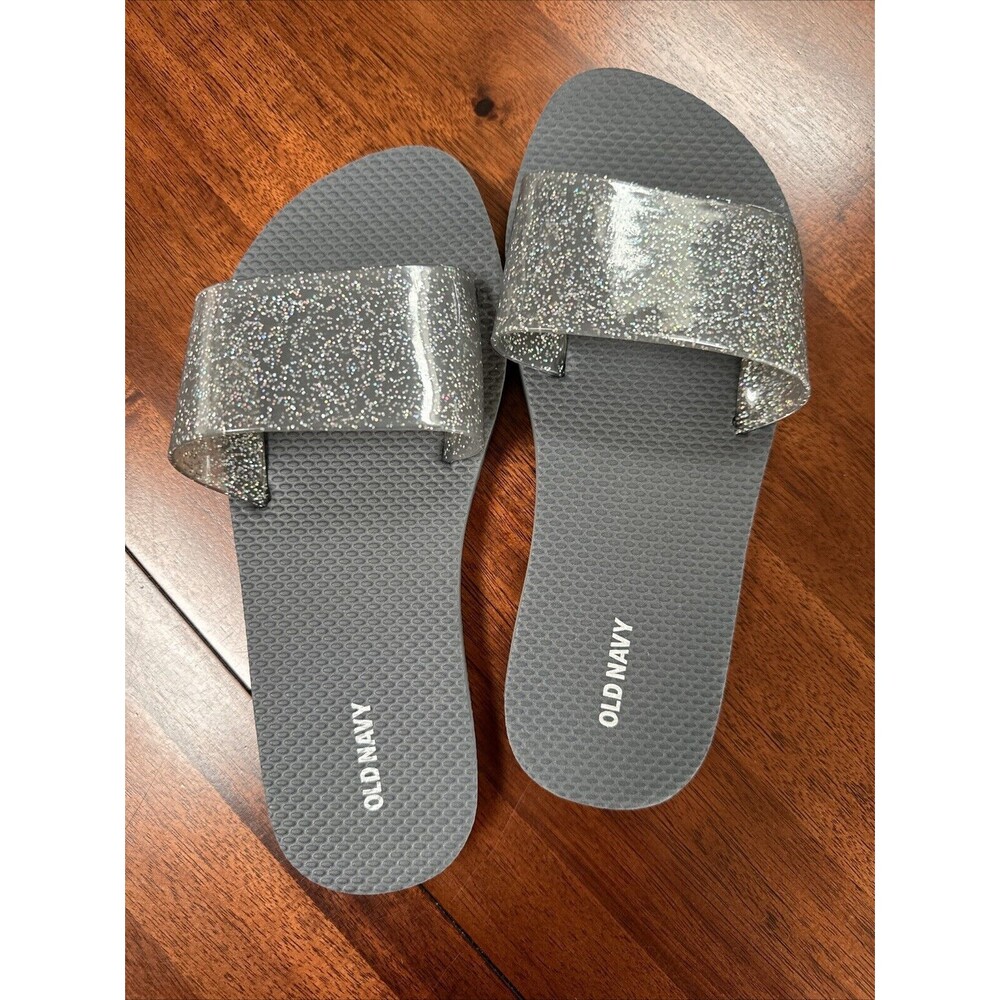 Old Navy Plant Based Jelly Slide/ Sandals Dark Gray/Sparkle - Size 7